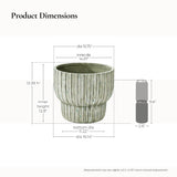 Green Ribbed Planter Pot, Vintage Fluted Plant Pot with Drainage 16.1'' Dia