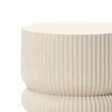 Beige Fluted Outdoor Side Table for Patio, 18.3'' H