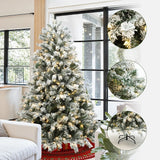 Pre-Lit Flocked Full Fir Artificial Christmas Tree, 6ft