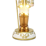 Christmas Soldier Nutcracker Decor in White & Gold with Lights, 2 ft