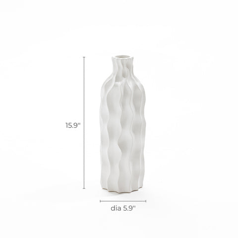 White wave ceramic tall vase