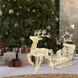 Sleigh Reindeer Holiday Decoration with Lights, Set of 2