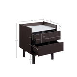 Modi Wenge Nightstand End Table with Faux Marble Top, 19"