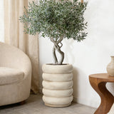 Beige Large Plant Pot with Drainage Hole and Rubber Plug, 23" H