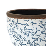 Blue Floral Ceramic Round Planter Pot Indoor & Outdoor,12"