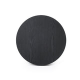 Bella Round Wood Fluted Coffee Table,Black 15.75''