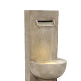 Resin Outdoor Waterfall Fountain with Planter and LED Lights, 33'' H