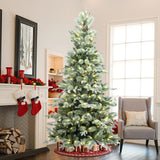 Pre-Lit Green Christmas Artificial Tree with Stand, 7.5ft