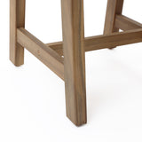 Solid Wood Outdoor Side Table with Woven Wicker Trim, 17.7'' H