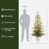 Pre-Lit Green Fir Christmas Tree with Round Pot,5.5Ft