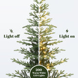 Pre-Lit Green Fir Christmas Tree with Round Pot,5.5Ft