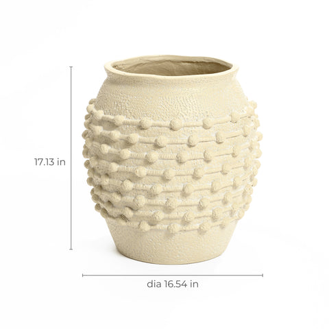 Coastal beige round planter, 16.5" h