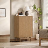 Japandi Wood Storage Cabinet with Rounded Corners, 48"