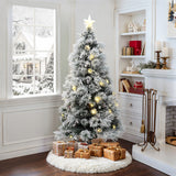 Pre-Lit Fiber Optic Flocked Pine Christmas Tree,6ft