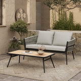 Ventura outdoor metal and rattan loveseat & coffee table set