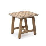 Solid Wood Outdoor Side Table with Woven Wicker Trim, 17.7'' H