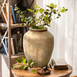 Rustic Golden Brown Round Terracotta Vase,12.2''