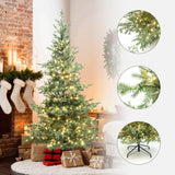 Pre-Lit Green and Gray Pine Christmas Tree with Stand,7ft