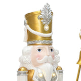 Christmas Soldier Nutcracker in Silver & Gold with Lights, 4 ft