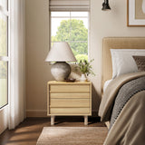 Modern Wood Storage End Table with 2-Drawers,Oak