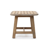 Solid Wood Outdoor Side Table with Woven Wicker Trim, 17.7'' H