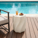 Beige Sculptural Outdoor Side Table for Patio, 18.3'' H