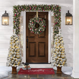 Pre-Lit Flocked Artificial Fir Christmas Tree in Pot, 5ft