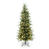 Pre-Lit Green Artificial Christmas Trees with Stand,7.5ft