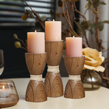 Wood candle holder, set of 3