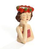 Lady strawberries ceramic sculpture vase