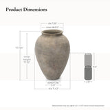 Old-World Gray with Brown Round Terracotta Vase,17.4''