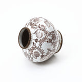 Brown Floral Wide-Mouth Round Waterproof Ceramic Vase, 8.5"