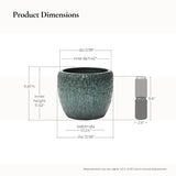 Antique Green Ceramic Planter Pot with Textured Surface, Round Flower Pots for Plants 14'' Dia