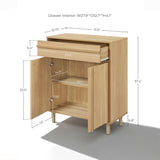 Modern Oak Wood Storage Cabinet with Drawer, 31.5'' W