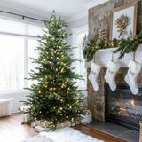 Pre-Lit Green Fir Christmas Tree with Metal Stand,7Ft