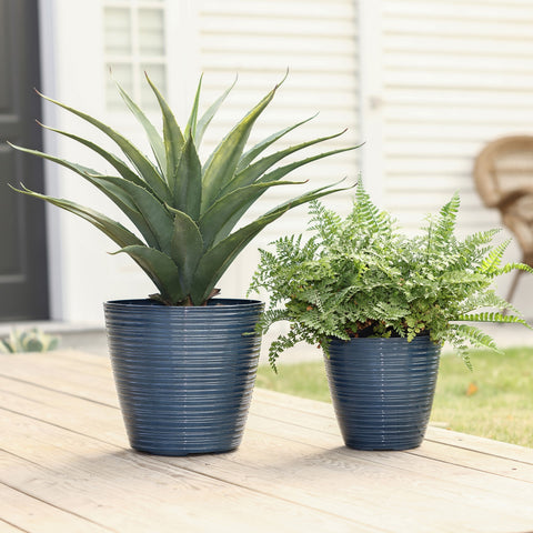Essex glazed indoor/outdoor planter set of 2, marine blue