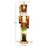 Christmas Soldier Nutcracker Decor with Scepter and Lights, 4ft