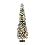 Pre-Lit Flocked Artificial Christmas Tree with Base, 7ft