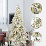 Pre-Lit Flocked Sweeping Christmas Branches Tree,7.5Ft