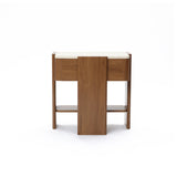 Faux Marble Wood Accent Side Table with Drawer and Open Shelf