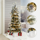 Pre-Lit Flocked Pine Christmas Tree with  Silver Pot,5ft