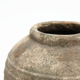 Rustic Gray and White Round Terracotta Vase,11.81''