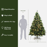 Pre-Lit Green Full  Pine Christmas Tree,7.5Ft