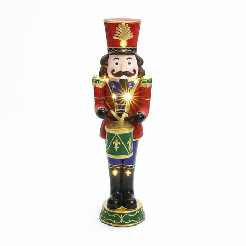 Traditional nutcracker drummer soldier with lights, 3ft tall