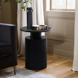 Collin black fluted accent end table, tall