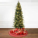 slender-artificial-christmas-tree-with-pine-cones-on-the-ground-with-gift-box