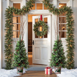 Pre-Lit Green Pine Christmas Tree with Potted,4Ft