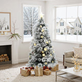 Pre-Lit Fiber Optic Flocked Pine Christmas Tree,6ft