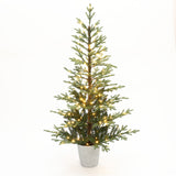 Pre-Lit Green Fir Christmas Tree with Round Pot,5.5Ft