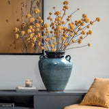 Ocean Blue Round Tall Ceramic Vase, 15.8"H